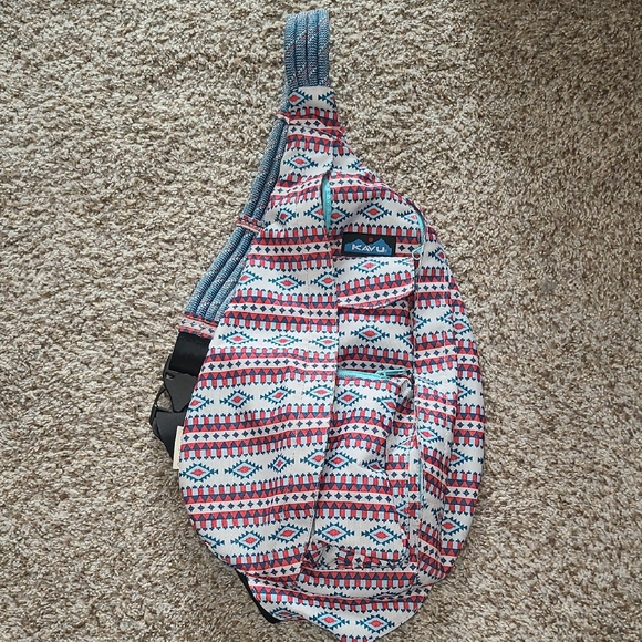 Kavu Aztec Sling Bag in Red and Blue - Picture 1 of 8